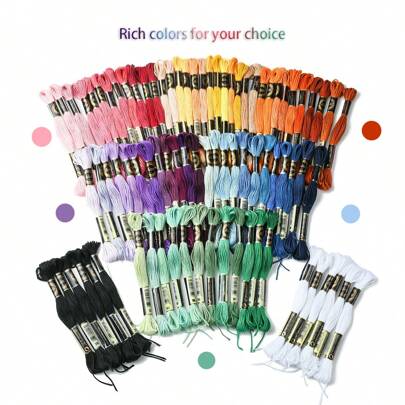 Gradient Color Series 8m/skein 6-strand Polyester Cross Stitch Thread, Diy Embroidery Material. Blue Gradient/green Gradient/orange Gradient/red Gradient/yellow Gradient/purple Gradient/black & White Series