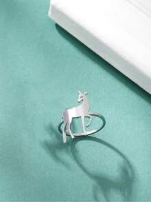 1pc Stainless Steel Cute Kissing Fish, Deer, Bear Ring For Women, Fashionable Accessory For Date, Christmas Gift - Animal - View 22