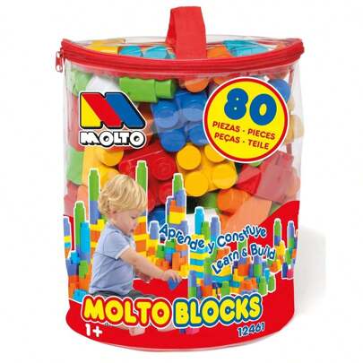 Molto Rote Molto-Bauklötze-Tasche mit 80 Teilen (12461)