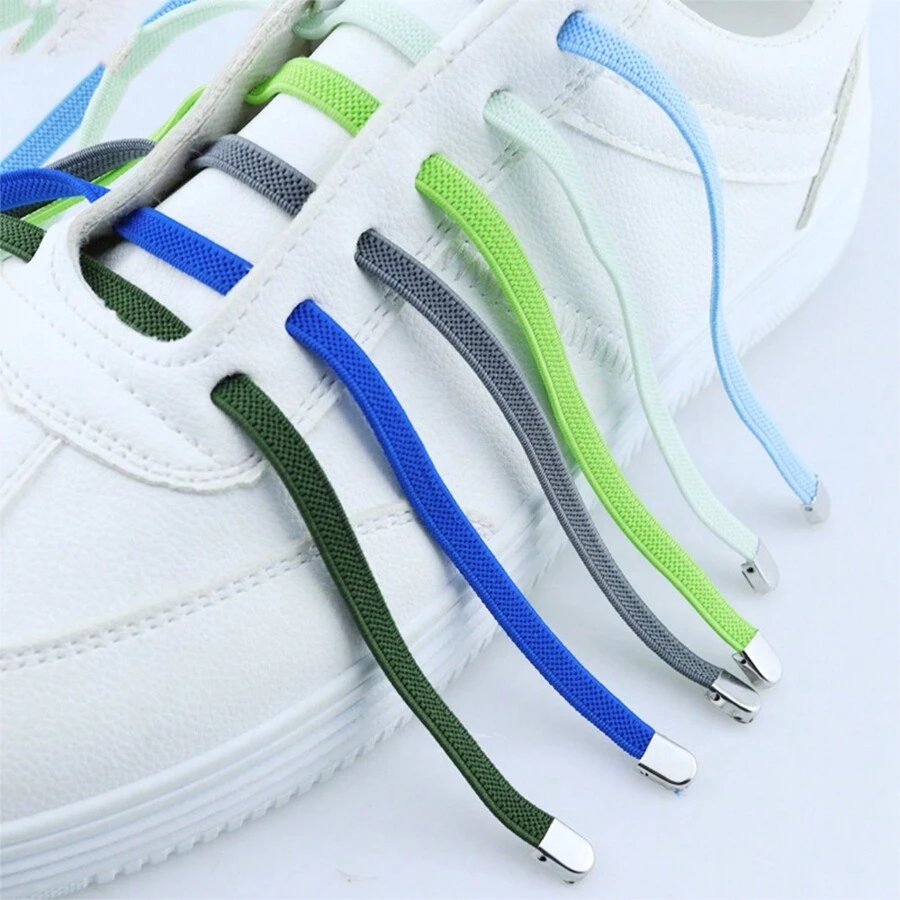 Elastic No-Tie Shoelaces Buckle For Unisex Flat Shoes, White, Black, And Multicolor - Orange - View 1