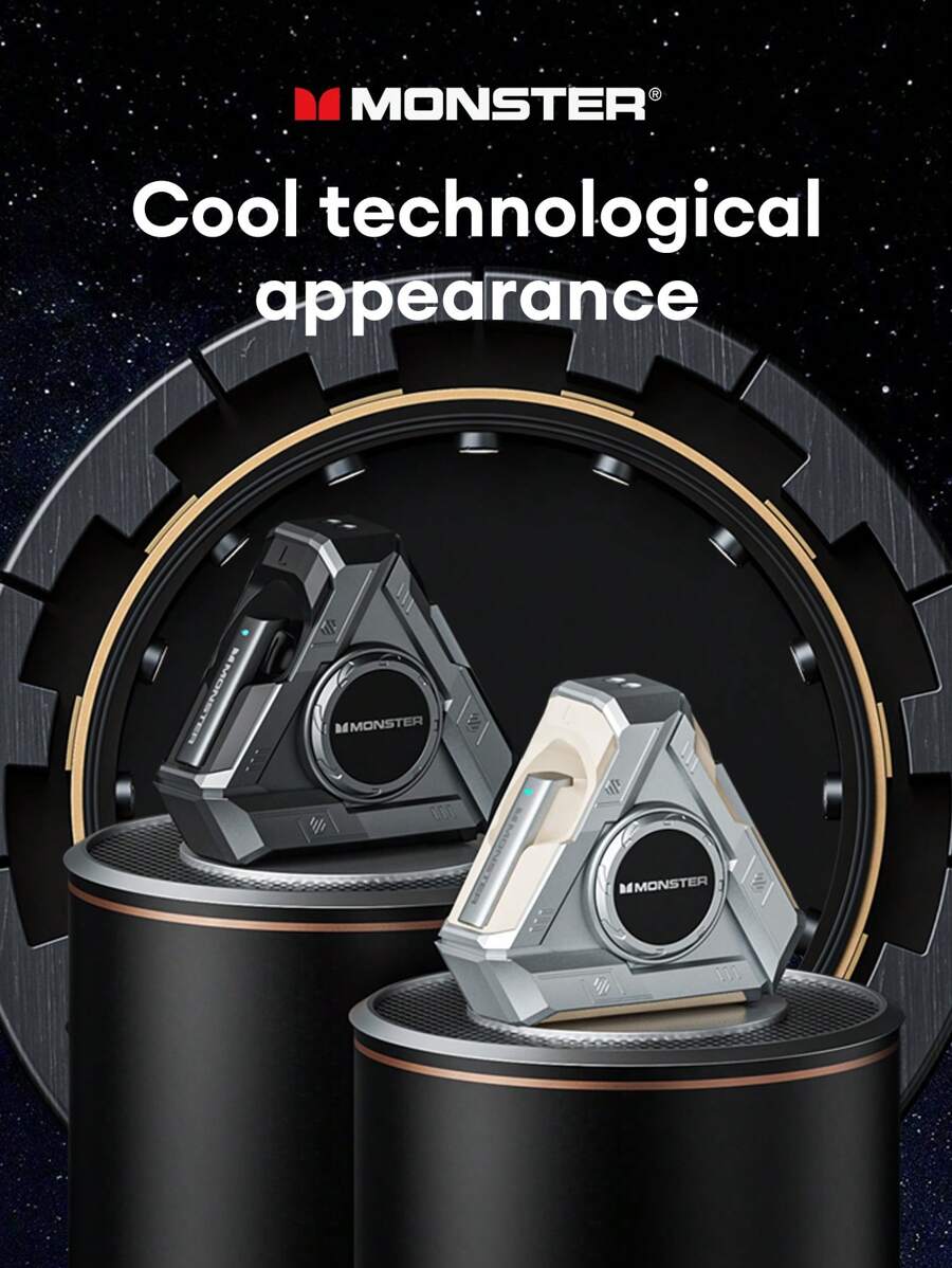 Monster Xkt22 无源防噪半入耳式升级 5.4 Hifi 立体声高清通信带麦克风和长电池寿命运动、跑步、游戏、低延迟游戏音乐无线耳塞