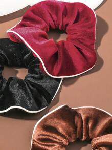3 件/套純色時尚天鵝絨髮圈,大尺寸 - 彩色 - 查看 3