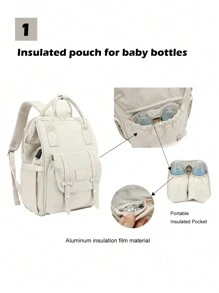 Mochila De Bolsa De Mamá Multifuncional, Gran Capacidad Impermeable Con Aislamiento Para Biberones Y Pañales, Con Interfaz De Carga Usb