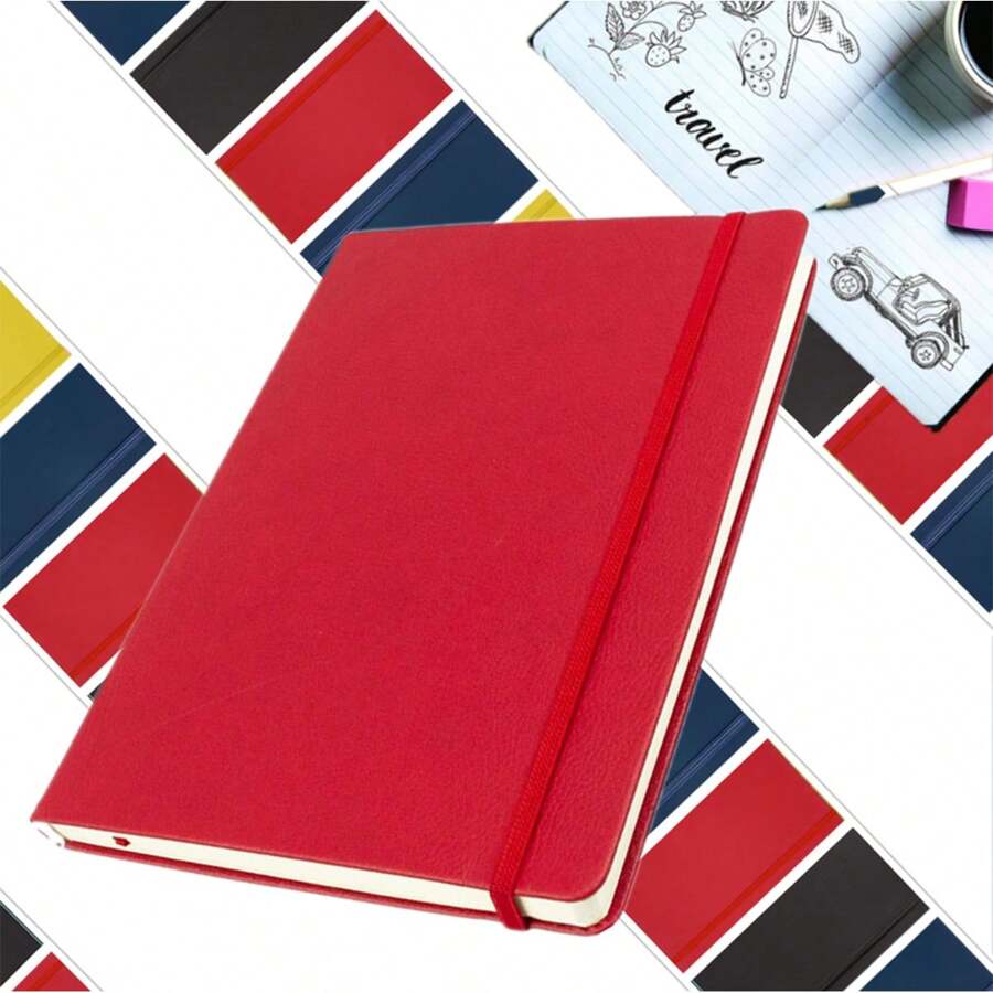 Libreta Tipo Moleskine De Poliuretano Carta Pasta Dura Para,Cuaderno Portátil Estudiantes, Tomar Notas Y Memorandos,moderno Cuaderno de hojas sueltas para escuela estudiantes , oficina - Rojo - Ver 1