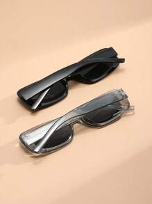 2 Pairs Teenagers' Personalized Square Glasses, Suitable For Daily Wear - Black - View 5