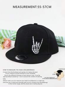 1 Pieza Gorra De Béisbol Estilo Hip-hop Con Puntero Manual Bordado Neutro Para Adolescente - Negro - Ver 2
