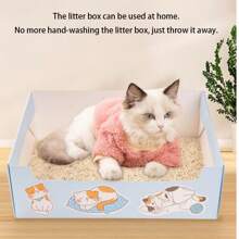 1pc Disposable Portable Cat Litter Box For Travel With Large Capacity, Foldable, Exclusive For Pets Use - Blue - View 1