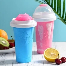 1pc Smoothie Maker Cup, Slushie Maker Cup With Spoon And Straw, DIY Homemade Squeeze Icy Cup, Fasting Cooling - Create Delicious Smoothies And Slushy Cup For Milk Shake At Home