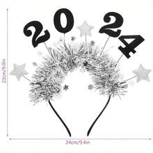 1個新年頭箍閃亮星形頭冠2024新年前夕王冠頭飾派對用品 - 紫色 - 查看 7