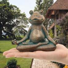 Meditating Frog Miniature Figurine,Zen Yoga Frog Garden Statue Decorations Indoor/Outdoor Garden Sculpture For Fairy Garden,Home, Patio,Deck,Porch Yard Art Decoration,5 Inch - Copper - View 7