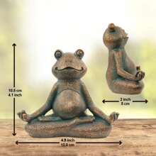 Meditating Frog Miniature Figurine,Zen Yoga Frog Garden Statue Decorations Indoor/Outdoor Garden Sculpture For Fairy Garden,Home, Patio,Deck,Porch Yard Art Decoration,5 Inch - Copper - View 3