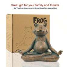 Meditating Frog Miniature Figurine,Zen Yoga Frog Garden Statue Decorations Indoor/Outdoor Garden Sculpture For Fairy Garden,Home, Patio,Deck,Porch Yard Art Decoration,5 Inch - Copper - View 2