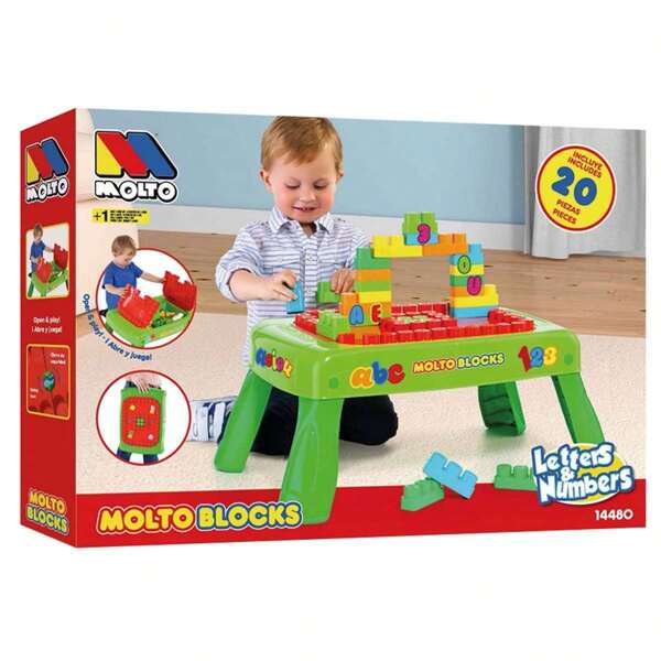 Molto Inklapbare bouwtafel met 20 blokken (Molto 14480)