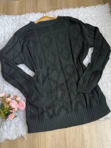 Plus Size Sweaters - màu đen - Xem 1