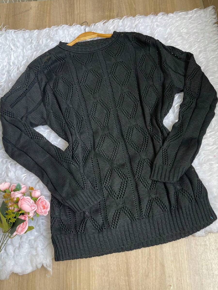 Plus Size Sweaters - màu đen - Xem 1