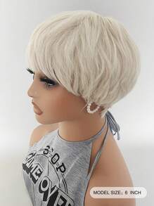 Corte De Pelo Corto En Blanco Y Negro De Estilo Europeo Y Americano - Beis - Ver 4