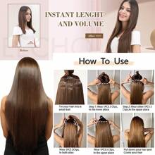 Extensiones De Pelo Natural Para Cabello Liso Y Largo 6 Pcs - 深棕色 - Ver 2