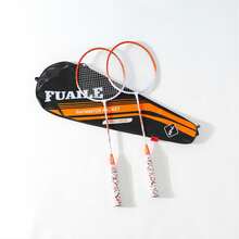 Conjunto De Raquetas De Bádminton Extraíbles Para Adultos - 2 Raquetas Con 3 Volantes. Equipo De Entrenamiento Deportivo Con Bolsa - Naranja - Ver 2