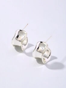 1对复古冷酷风格立体不对称耳环百搭耳环 - 彩色 - 查看 18