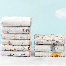 5入組可水洗紗布毛巾附掛鉤,適用於兒童沐浴和洗臉,尺寸為30*50公分 - 彩色 - 查看 7