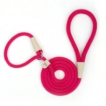 1入組狗繩織帶溜繩尼龍寵物繩柔軟厚實手柄強韌6英尺溜繩,適用於大型、中型狗和小狗 - 粉色 - 查看 1
