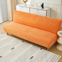 1pc Jacquard Geometry Pattern Sofa Bed Cover High Elasticity Easy Installation Suitable For Various Sizes All-Season-Use Pet Scratch-Proof Foldable Sofa Bed Cover - Orange - View 6