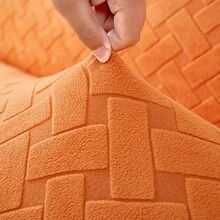 1pc Jacquard Geometry Pattern Sofa Bed Cover High Elasticity Easy Installation Suitable For Various Sizes All-Season-Use Pet Scratch-Proof Foldable Sofa Bed Cover - Orange - View 8