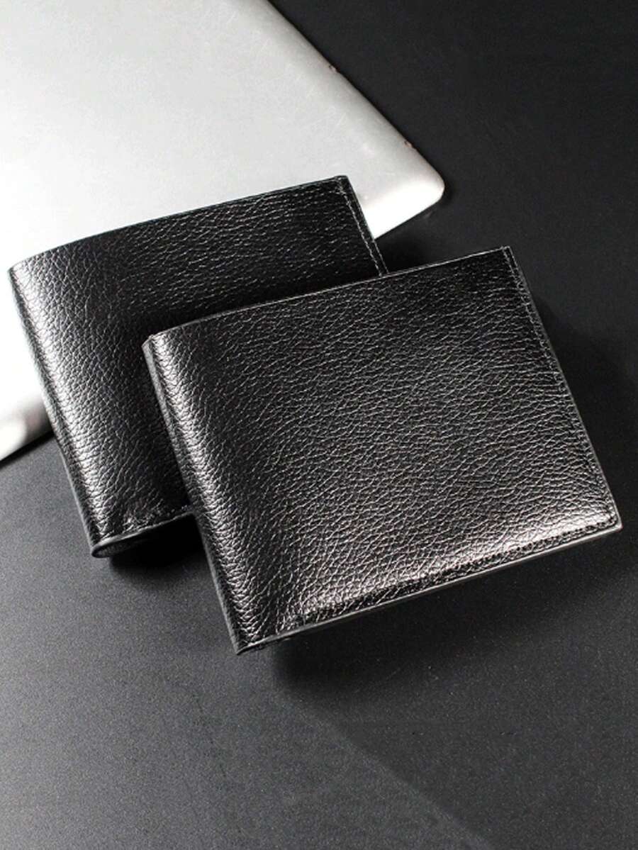 Cartera Corta Para Hombre Con Múltiples Ranuras Para Tarjetas, Tarjetero Moderno E Informal Con Multifunción - Negro - Ver 1
