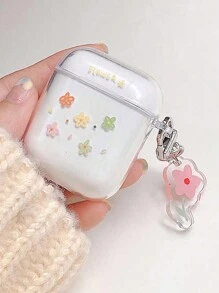 1入簡約小花設計透明吊飾盒，適用於蘋果耳機 - 無色 - 查看 1