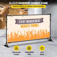 8x8 To 12x10 Ft Backdrop Stand, Adjustable Backdrop Banner Stand For Wedding, Party, Event, Photography, And Exhibition - 8x8 ft - View 2
