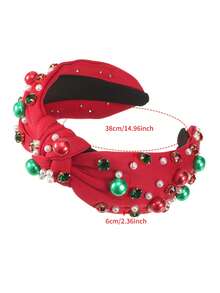1pc Fashionable ChristmasBeaded, Pearl, Jewel Knotted Wide Headband, Holiday & Daily Wear Hair Accessory, Lovely Gift For Women ,Beauty ,Hair Hair Hoop ,Hairband For Women