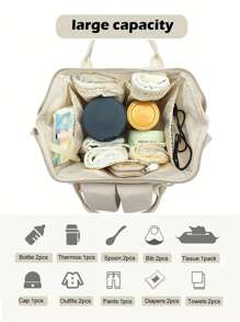 Mochila De Bolsa De Mamá Multifuncional, Gran Capacidad Impermeable Con Aislamiento Para Biberones Y Pañales, Con Interfaz De Carga Usb