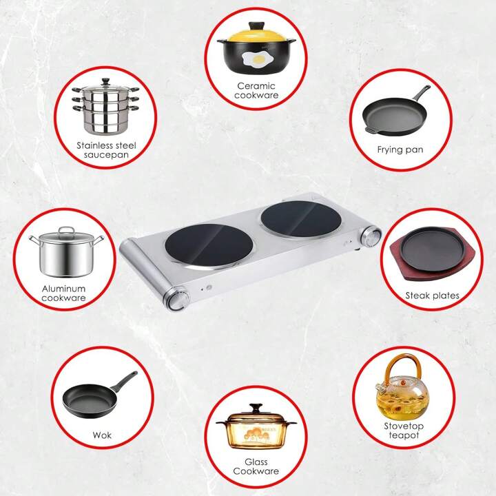 YONGSTYLE Double Hot Plate Electric Ceramic plate,1800W Infrared 