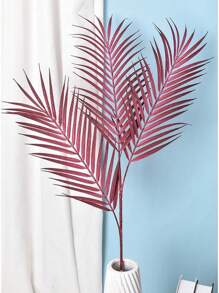 1 件人造盆栽三花莖鐵樹葉北歐葉子設計婚禮裝飾花 - 紅色 - 查看 1