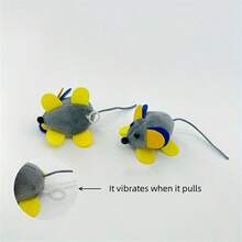 寵物毛絨玩具灰色逼真老鼠造型玩具,提供貓和小貓娛樂的玩具,自娛自樂的年輕貓玩具,寵物用品 - 灰色 - 查看 2