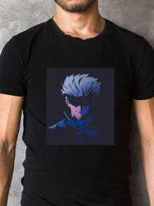 Anime T-Shirt Gojo Jujutsu Character Kaisen COSMIC FASHION - Black - View 3