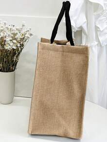 1入組麻質花朵字母手提包,大容量手提袋、旅行袋、週末袋、個性化禮品袋、創意聖誕印花麻質手提袋,適用於教師感謝禮、聖誕禮物袋、女士麻質高容量手提袋、畢業禮物、時尚麻質手提袋、學校禮物,輕量化麻質購物袋、聖誕禮物彩色花紋手提袋,前衛手提袋,個人使用或作為禮物、教師禮物、女孩校袋、聖誕裝飾完美假期公事包,時尚手提袋學校禮物、海灘度假、假日禮物袋、派對手提袋,適用於旅行、日常通勤、商務 - 卡其色 - 查看 4