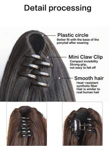 24Inch Long Ponytail Extensions Claw Clip-On Micro Curl Female Ponytail Synthetic Fiber Hair Girl Natural Ponytail Daily party use - Light Brown - View 6