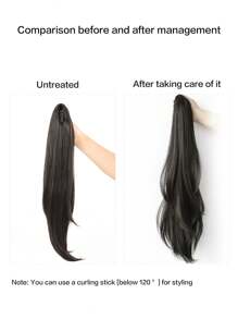 24Inch Long Ponytail Extensions Claw Clip-On Micro Curl Female Ponytail Synthetic Fiber Hair Girl Natural Ponytail Daily party use - Light Brown - View 7