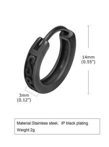 1pc Stainless Steel S Shaped Black Hoop Earring For Men - Black - View 2