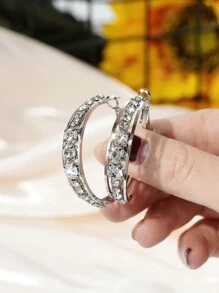 1 对奢华方晶锆石环形耳环，适合女士，适合结婚纪念日、订婚派对、珠宝、情人节礼物，适合情人节、妈妈、母亲、母亲节、礼物 - 銀色 - 查看 6