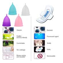 3-Piece Set Menstrual Cup Medical Grade Silicone Women Period Cups Coppetta Mestruale Coupe Feminine Hygiene Menstrual Disc For Collect Menstruation - Purple - View 3