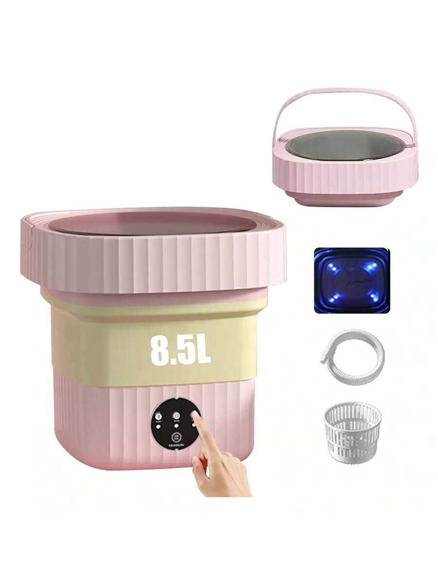 Lavadora Plegable | Mini Lavadora y Secadora Portátil | Lavadora Portátil Pequeña | Lavadora Portátil de Gran Capacidad de 6.5L para Limpieza Profunda de Ropa Interior, Ropa de Bebé o Artículos Pequeños - Rosa - Ver 1