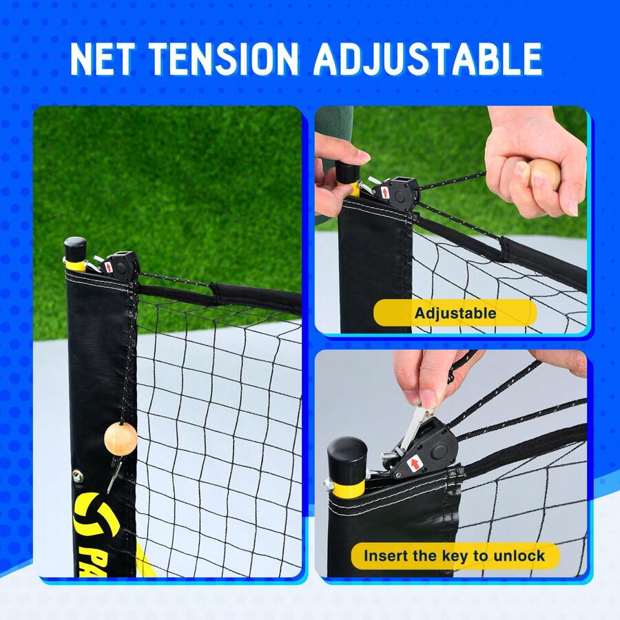 Patiassy Pickleball Net Set with Wheels and Pickleball Court Marking