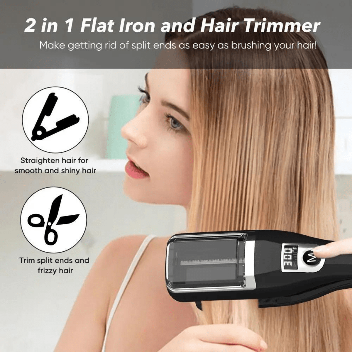 Professional 2 In 1 Iron Flat Hair Straightener Hair Split Ends Trimmer Cutting Clipper Hair