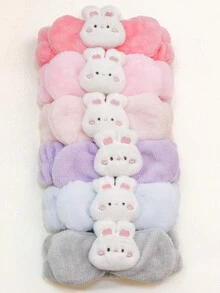 1 件裝女孩/男孩純色粉紅色頭帶,潔面髮帶,美麗兔耳毛絨髮箍,親膚,可調節蝴蝶結,適合浴室、睡衣派對,6 英寸 - 粉色 - 查看 7