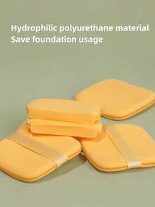 7-Piece Powder Puff, Non Latex, Dry And Wet Dual-Purpose Makeup Square, Circular Sponge Butter Powder Puff, Hydrophilic Polyurethane Material, Saving Foundation Amount, Can Be Used On Both Sides - Yellow - View 6