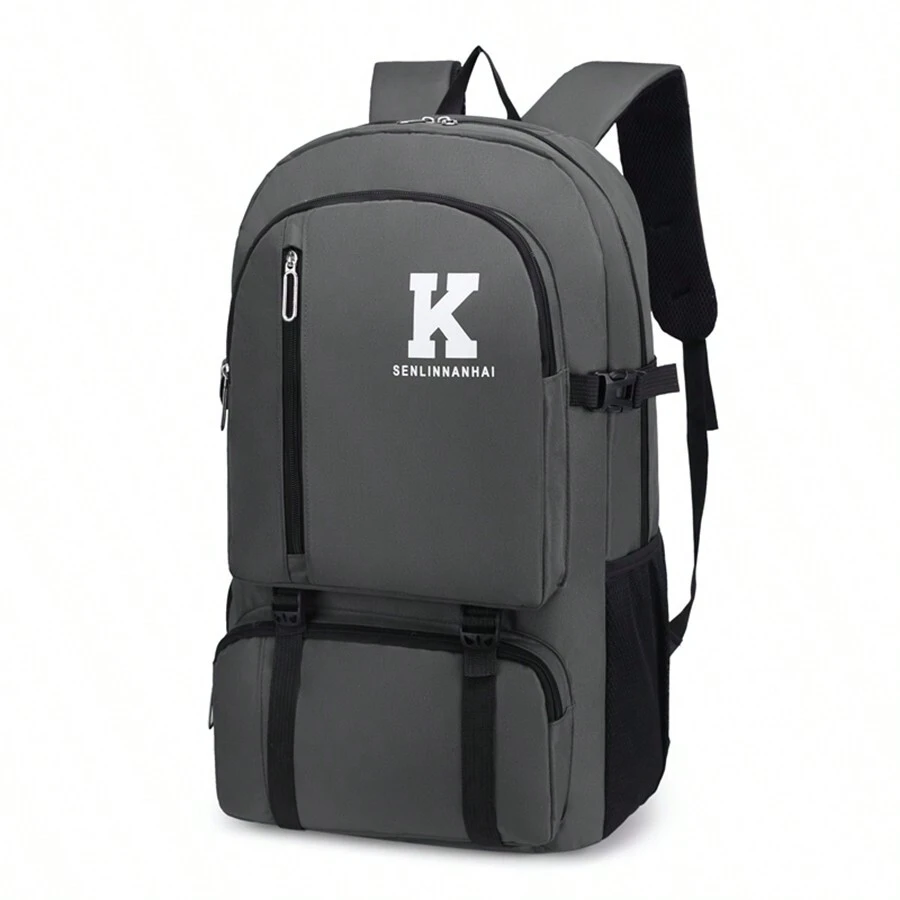 50l Large Capacity Backpack For Outdoor Sports And Hiking Travel - Grey - View 1