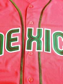 Camiseta De Béisbol #34 Para Hombres, Camiseta De Manga Larga Deportiva Con Botón Rojo Y Bordado, Ropa De Gimnasia Para Hombres