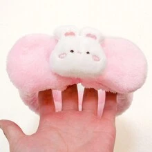 1 件裝女孩/男孩純色粉紅色頭帶,潔面髮帶,美麗兔耳毛絨髮箍,親膚,可調節蝴蝶結,適合浴室、睡衣派對,6 英寸 - 粉色 - 查看 8